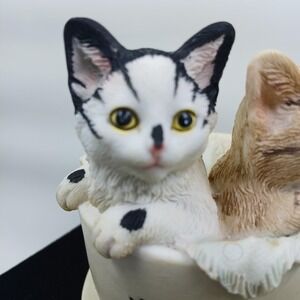 Delton Products Kittens in Teacup Figurine Resin Cat Paw Prints Home Decor Small